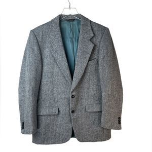 Vintage HARRIS TWEED Scottish Wool Blue/Grey/Sage Tweed Sport Coat Blazer 40R